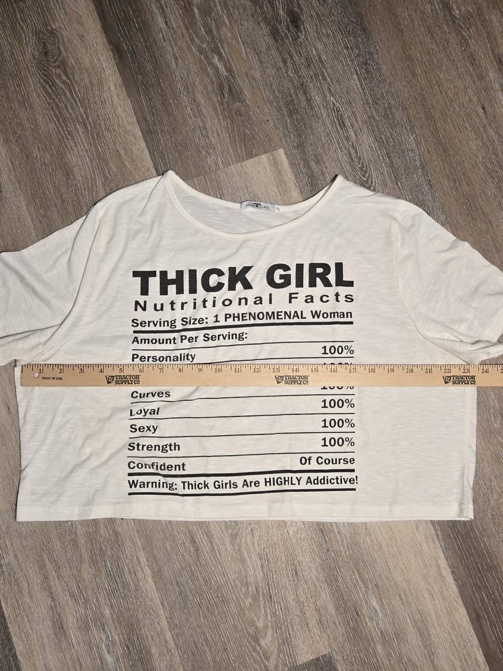 Women’s White Graphic Crop Top - Thick Girl Nutritional Facts Size 2X - Picture 5 of 6